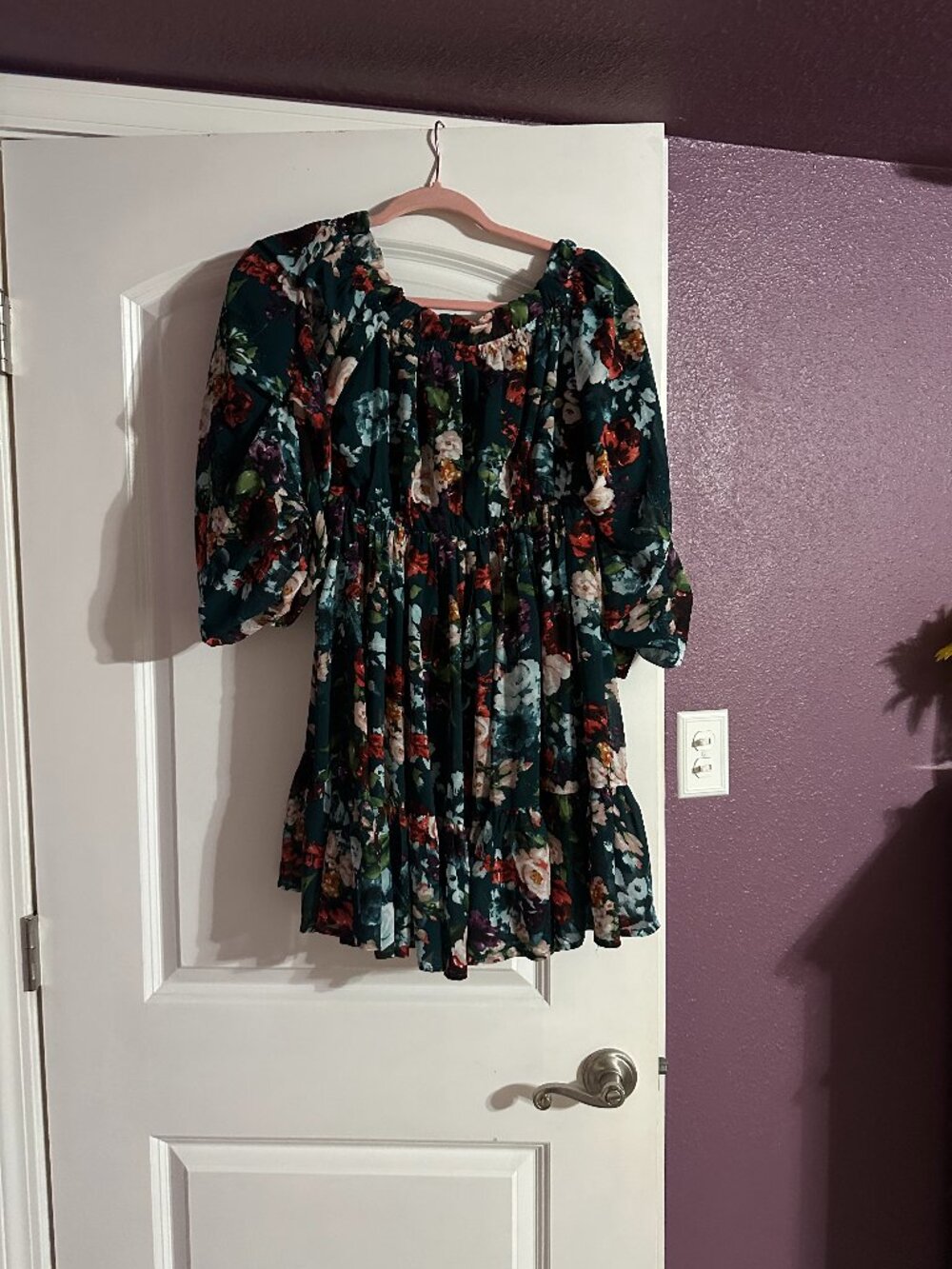 Romance Me Floral Babydoll Mini Dress Teal Floral